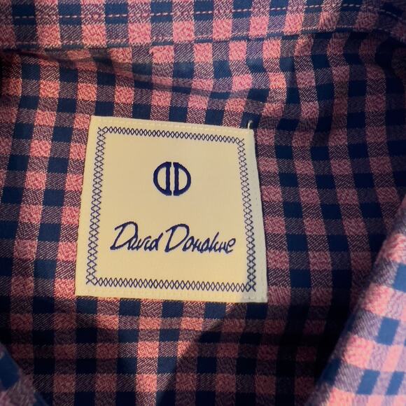 David Donahue Button Shirt Men XL Purple Blue Check Premium Cotton Luxury Career - Picture 3 of 13